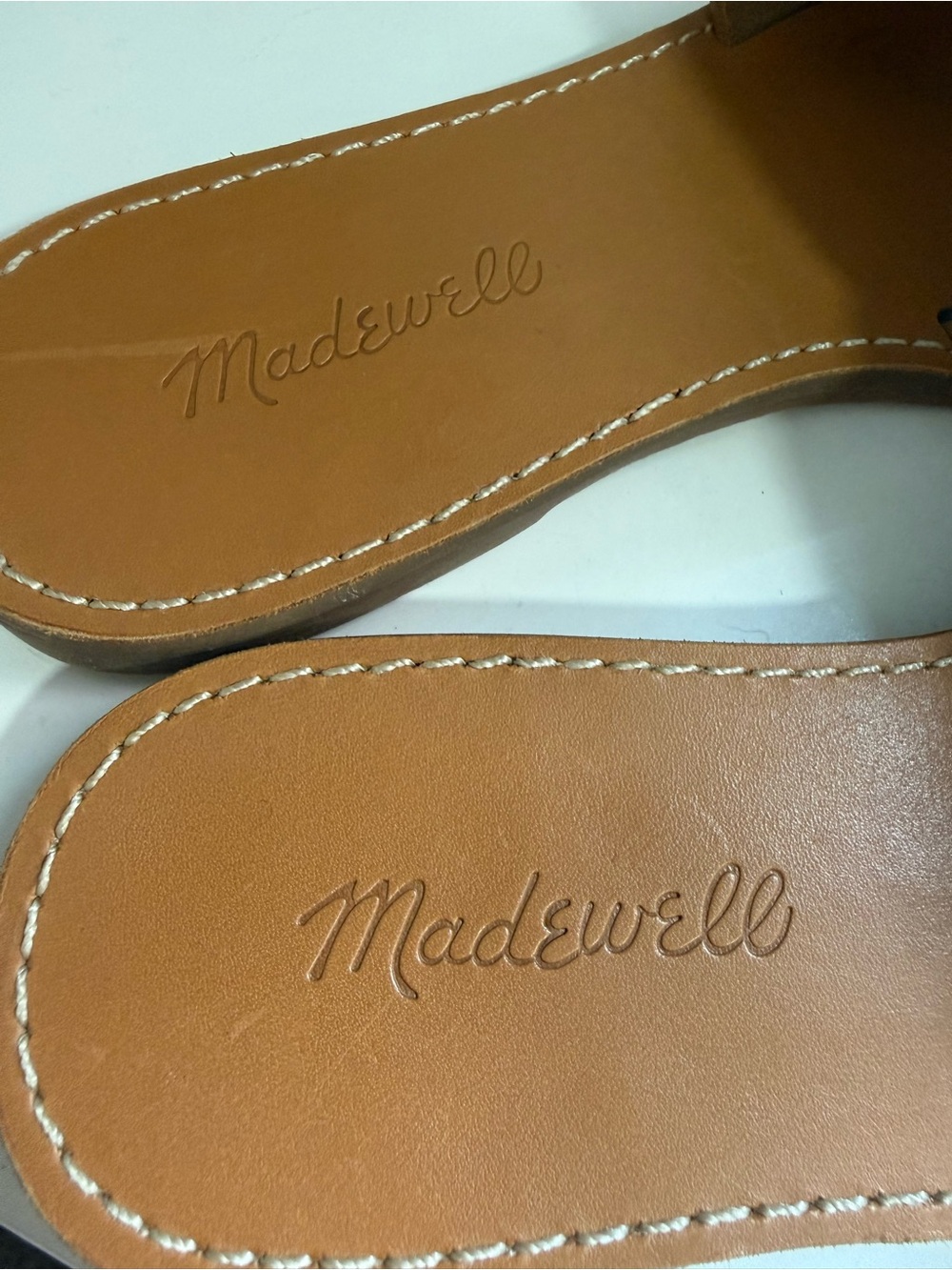 Madewell the boardwalk size 7.5 Tan Leather Toe-Post Slide Sandals - Picture 5 of 9